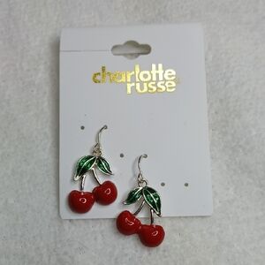 Charlotte Russe Red Cherry Enamel Earrings